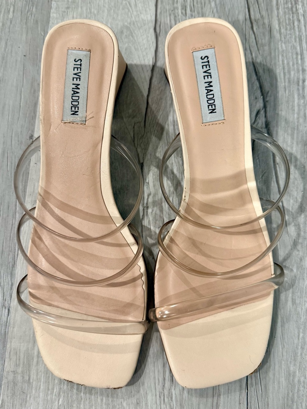 Women’s Steve Madden Nude Clear-Strap Block Heels - Picture 4 of 6
